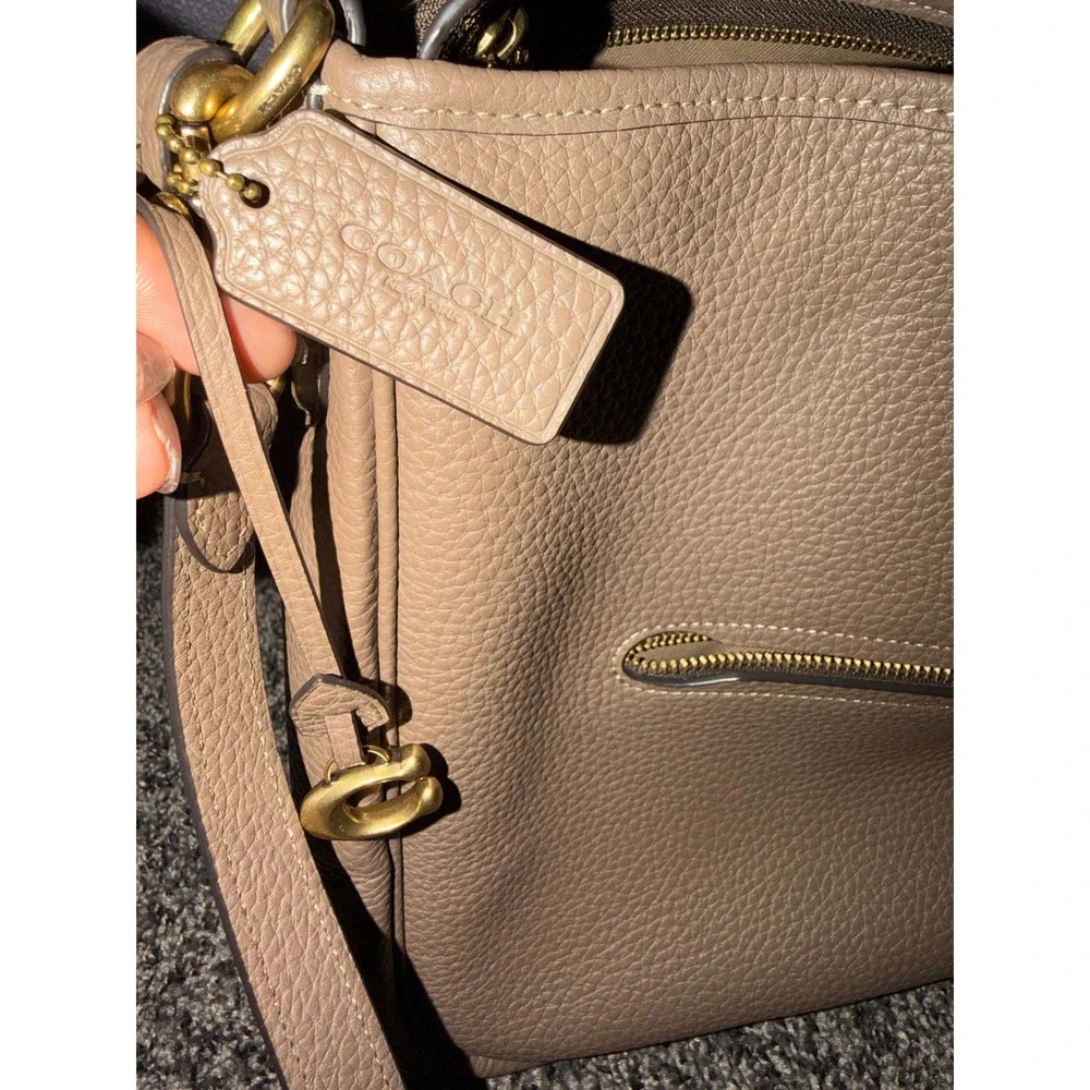 Coach Cary Shoulder Bag Dark Stone Pebble Leather Crossbody Hobo - Picture 9 of 15